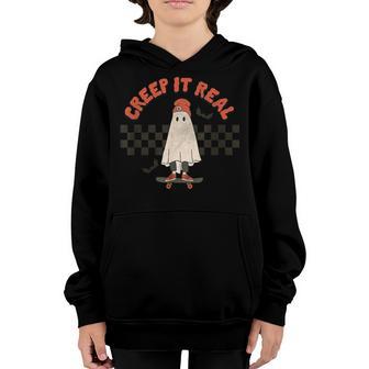 Retro Skateboarding Kids Halloween Creep It Real Youth Hoodie - Thegiftio UK