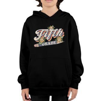 Retro Sunset Fifth Grade Teacher & Student Back To School Graphic Design Printed Casual Daily Basic Youth Hoodie - Thegiftio UK