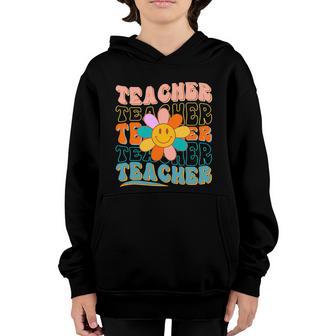 Retro Teacher Daisy Colorful Elementary School Teacher Graphic Design Printed Casual Daily Basic Youth Hoodie - Thegiftio UK