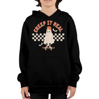 Retro Vintage Creep It Real Ghost Girl Boy Halloween Costume Youth Hoodie - Thegiftio UK