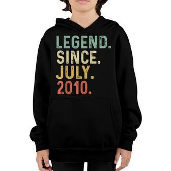 Retro Vintage Legend Epic Since July 2010 11Th Birthday 11Yo Youth Hoodie - Seseable