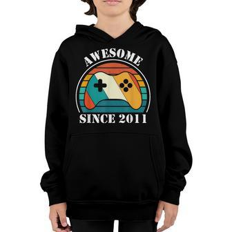 Retro Vintage Since 2011 11Th Birthday 11 Years Gamer Youth Hoodie - Seseable