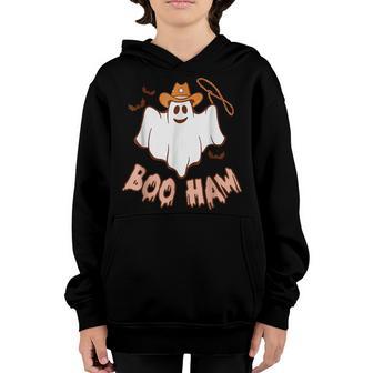 Retro Western Cowboy Ghost Boo Haw Funny Halloween Costume Youth Hoodie - Thegiftio UK