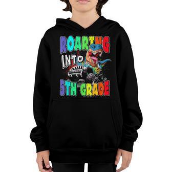 Roaring Into 5Th Grade Dinosaur T Rex Back To School Boy Youth Hoodie - Thegiftio UK