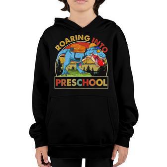 Roaring Into Preschool Funny First Day Of School Gift Boys Youth Hoodie - Thegiftio UK