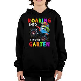 Roaring Kindergarten Dino T Rex Monster Truck Back To School Funny Gift Youth Hoodie - Thegiftio UK