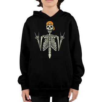 Rocker Skater Skeleton Cap Cool Halloween Punk Men Boys V2 Youth Hoodie - Thegiftio UK