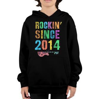 Rockin Since 2014 Vintage Rockstar 8Th Birthday Boy Girl Youth Hoodie - Thegiftio UK