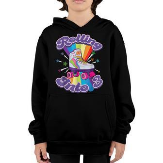 Roller Skating 3 Years Old 3Rd Birthday Girl Skate 80S Gift Youth Hoodie - Thegiftio UK