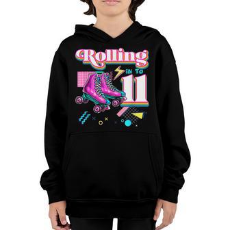 Rolling Into 11 Roller Skate 11Th Birthday Girl Gifts Youth Hoodie - Thegiftio UK