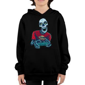 Scary Gamer Skeleton Playing Video Games Graphic Graphic Design Printed Casual Daily Basic Youth Hoodie - Thegiftio UK