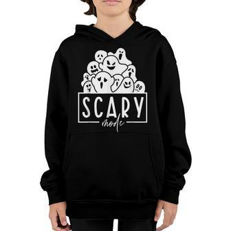 Scary Mode Boo Crew Ghost Spooky Vibes Funny Halloween Youth Hoodie - Seseable