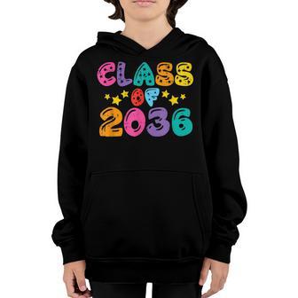 School Class Of 2036 Grow With Me Handprints Space On Back Youth Hoodie - Thegiftio UK