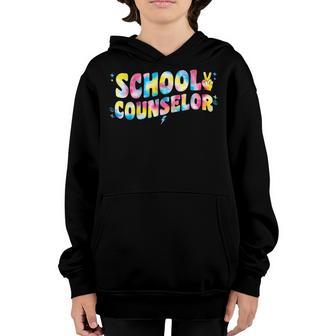 School Counselor Groovy Tie Dye Guidance Counseling Hippie Youth Hoodie - Thegiftio UK