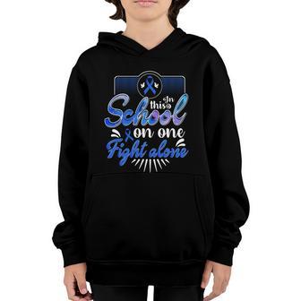 School Fight Alone Ribbon Breast Cancer Graphic Design Printed Casual Daily Basic Youth Hoodie - Thegiftio UK