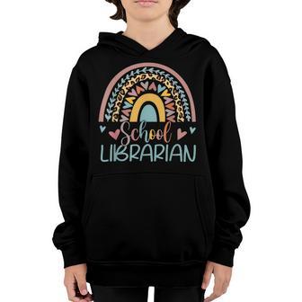School Librarian Rainbow Leopard Print Librarian Funny Youth Hoodie - Thegiftio UK