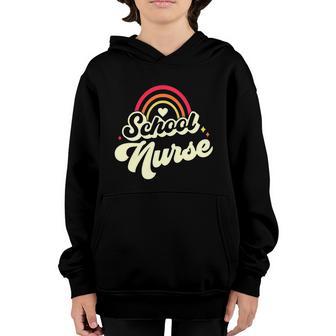 School Nurse Vintage Rainbow Back To School Graphic Design Printed Casual Daily Basic Youth Hoodie - Thegiftio UK
