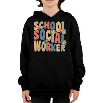 School Social Worker Groovy Retro 70S Youth Hoodie - Thegiftio UK