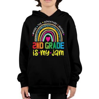 Second 2Nd Grade Is My Jam - Back To School Rainbow Teacher Youth Hoodie - Thegiftio UK