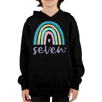 Seven Year Old Rainbow 7Th Birthday Gifts For Girls 7 Bday V4 Youth Hoodie - Thegiftio UK