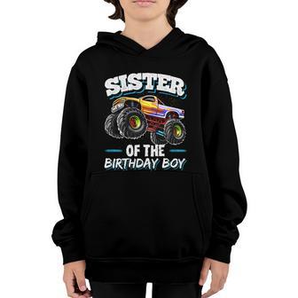 Sister Of The Birthday Boy Monster Truck Birthday Party Gift Youth Hoodie - Thegiftio UK