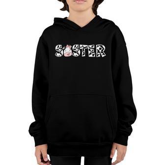 Sister Of The Birthday For Girl Cow Farm First Birthday Cow Graphic Design Printed Casual Daily Basic Youth Hoodie - Thegiftio UK