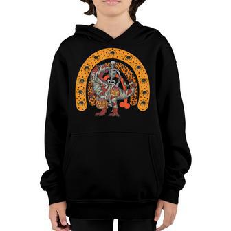 Skeleton Dinosaur T Rex Boys Halloween Rainbow Mummy Pumpkin V17 Youth Hoodie - Thegiftio UK