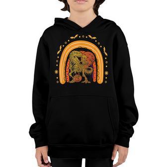 Skeleton Dinosaur T Rex Boys Halloween Rainbow Mummy Pumpkin V18 Youth Hoodie - Thegiftio UK
