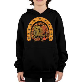 Skeleton Dinosaur T Rex Boys Halloween Rainbow Mummy Pumpkin V19 Youth Hoodie - Thegiftio UK