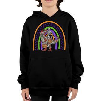 Skeleton Dinosaur T Rex Boys Halloween Rainbow Mummy Pumpkin V20 Youth Hoodie - Thegiftio UK