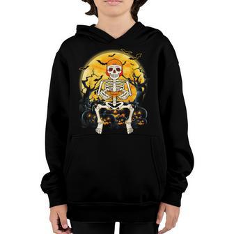 Skeleton Playing Game Funny Halloween Costume Youth Hoodie - Thegiftio UK