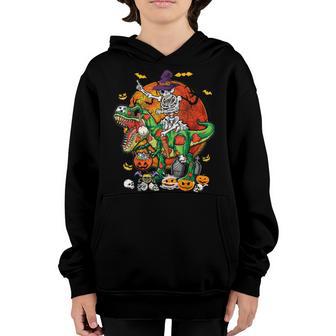 Skeleton Zombie T-Rex Halloween Kids Pumpkin Dinosaur Youth Hoodie - Thegiftio UK