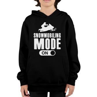 Snowmobiling Mode On Kids Snowmobile Gift Snow Machine Rider Gift Graphic Design Printed Casual Daily Basic Youth Hoodie - Thegiftio UK