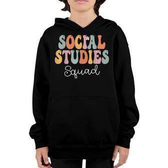 Social Studies Squad Retro Groovy Happy First Day Of School Youth Hoodie - Thegiftio UK