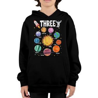 Solar System Planets Three 3 Years Old 3Rd Birthday Boy Girl Youth Hoodie - Thegiftio UK