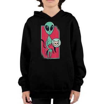 Space Alien Cute Cat Funny For Cat Lover Girls Boys Youth Hoodie - Thegiftio UK