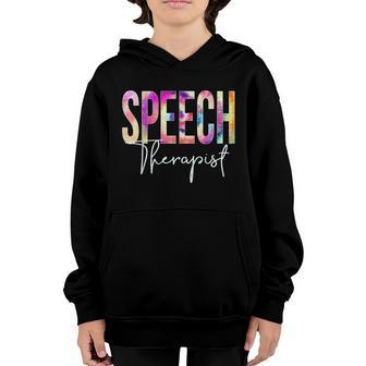 Speech Therapist Tie Dye Back To School Appreciation Youth Hoodie - Thegiftio UK