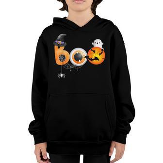 Spooky Moon Halloween Boo Spider Web Bat Witch Men Women Kid Youth Hoodie - Thegiftio UK