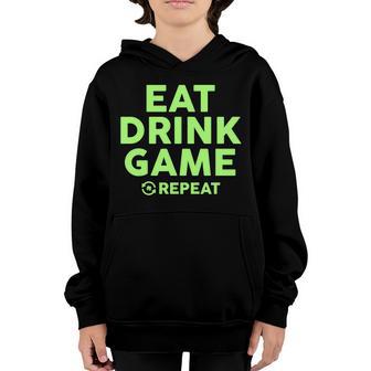 St Patricks Day Eat Drink Game Repeat Graphic Design Printed Casual Daily Basic Youth Hoodie - Thegiftio UK