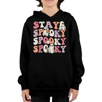 Stay Spooky Funny Ghost Halloween Groovy Retro Boy Girl Kid Youth Hoodie - Thegiftio UK