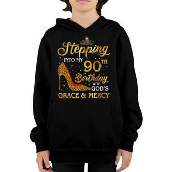 Stepping Into My 90Th Birthday Gift Girls Women 90 Year Old Youth Hoodie - Thegiftio UK