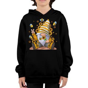 Sunflower Gnome With Bee Funny Hippie Gnome For Flower Girls Youth Hoodie - Thegiftio UK
