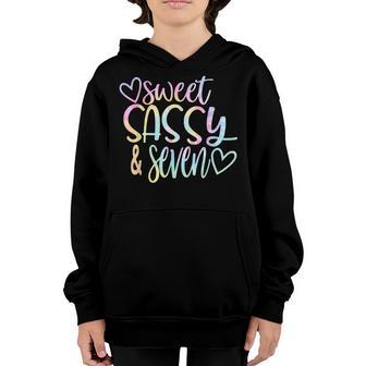 Sweet Sassy And Seven Girls Birthday Tie Dye Girls Kids Youth Hoodie - Thegiftio UK