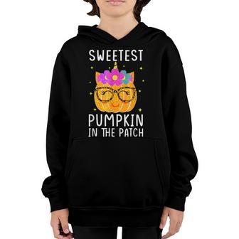 Sweetest Pumpkin In The Patch Unicorn Pumpkin Halloween Girl Youth Hoodie - Thegiftio UK