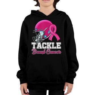 Tackle Breast Cancer Awareness Football Pink Ribbon Boys Kid V2 Youth Hoodie - Thegiftio UK