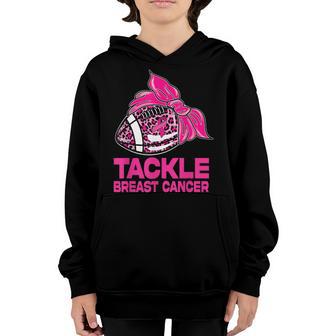 Tackle Breast Cancer Awareness Pink Leopard Football Boy Kid Youth Hoodie - Thegiftio UK