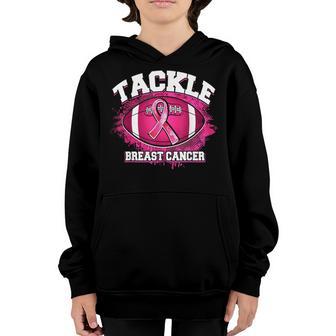 Tackle Football Pink Ribbon Breast Cancer Awareness Boy Kids Youth Hoodie - Thegiftio UK