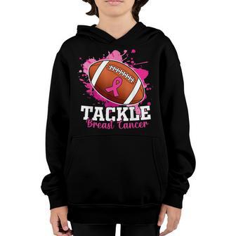 Tackle Football Pink Ribbon Breast Cancer Awareness Boys Kid V7 Youth Hoodie - Thegiftio UK