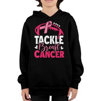 Tackle Football Pink Ribbon Breast Cancer Awareness Boys Kid V9 Youth Hoodie - Thegiftio UK