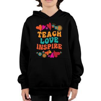 Teach Love Inspire Back To School Flower Graphic Design Printed Casual Daily Basic Youth Hoodie - Thegiftio UK